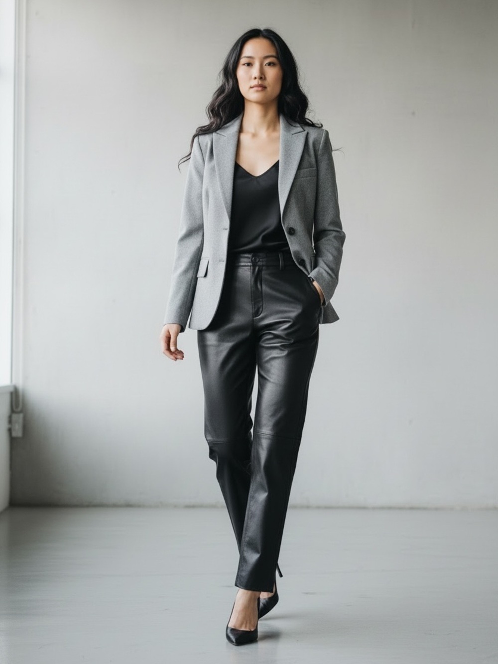 Michael Kors Grey Blazer Fitted Single Breasted Classic Size 4